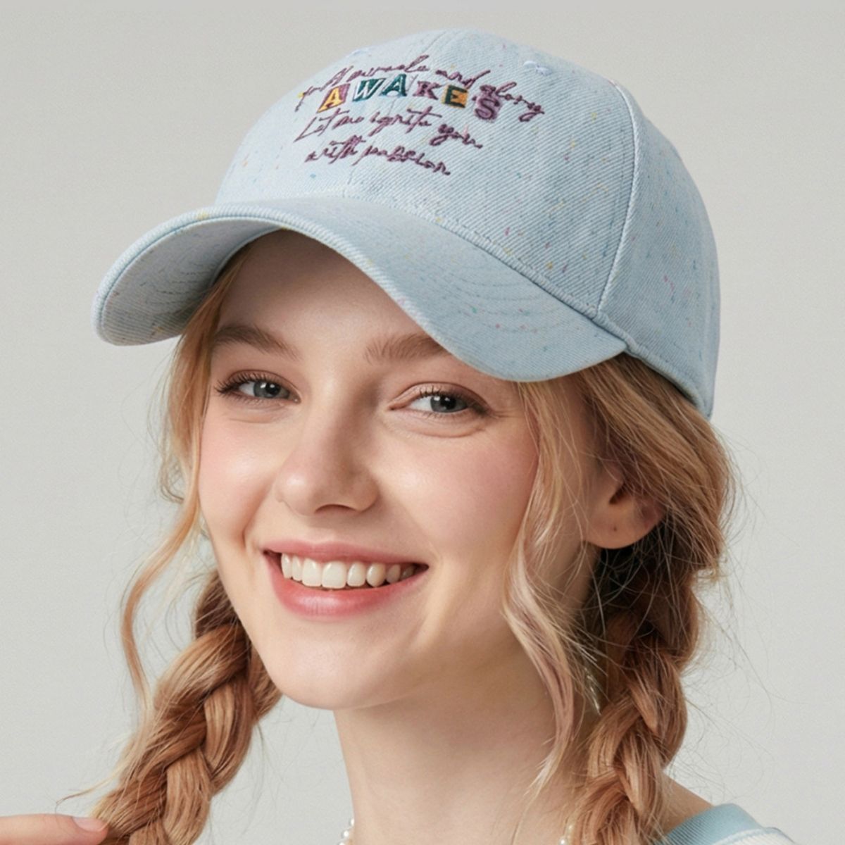 Embroidered white cotton baseball cap by Plush Fashion Hub with stylish athletic design and embroidered details.