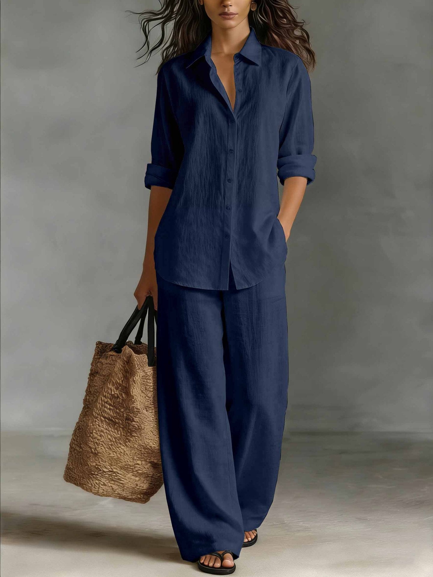 Women's Bohemian casualwear set with flowy top and matching pants from FitiqueFit, perfect for resort lounge or relaxed outings.