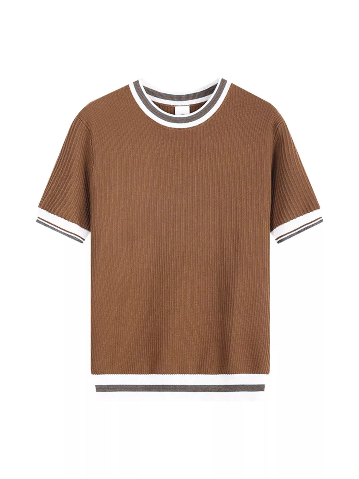 Plus size men's contrast trim short sleeve T-shirt by Plush Fashion Hub, featuring a casual fit and stylish design.