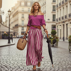 Women’s off-shoulder top and slit maxi skirt set in casualwear style, featuring a fitted off-shoulder top and flowing skirt by FitiqueFit.