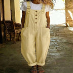 Women's vintage high-waist straight-leg overalls jumpsuit with sleeveless suspender design, by Plush Fashion Hub.