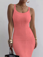 Textured knit bodycon maxi dress by Trendsi featuring a fitted silhouette and soft fabric, shown in a full-length view.