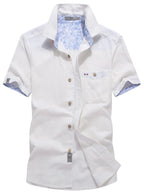 Men's plus size casual button-up short-sleeve shirt by Trendsi, featuring a comfortable fit and classic style.