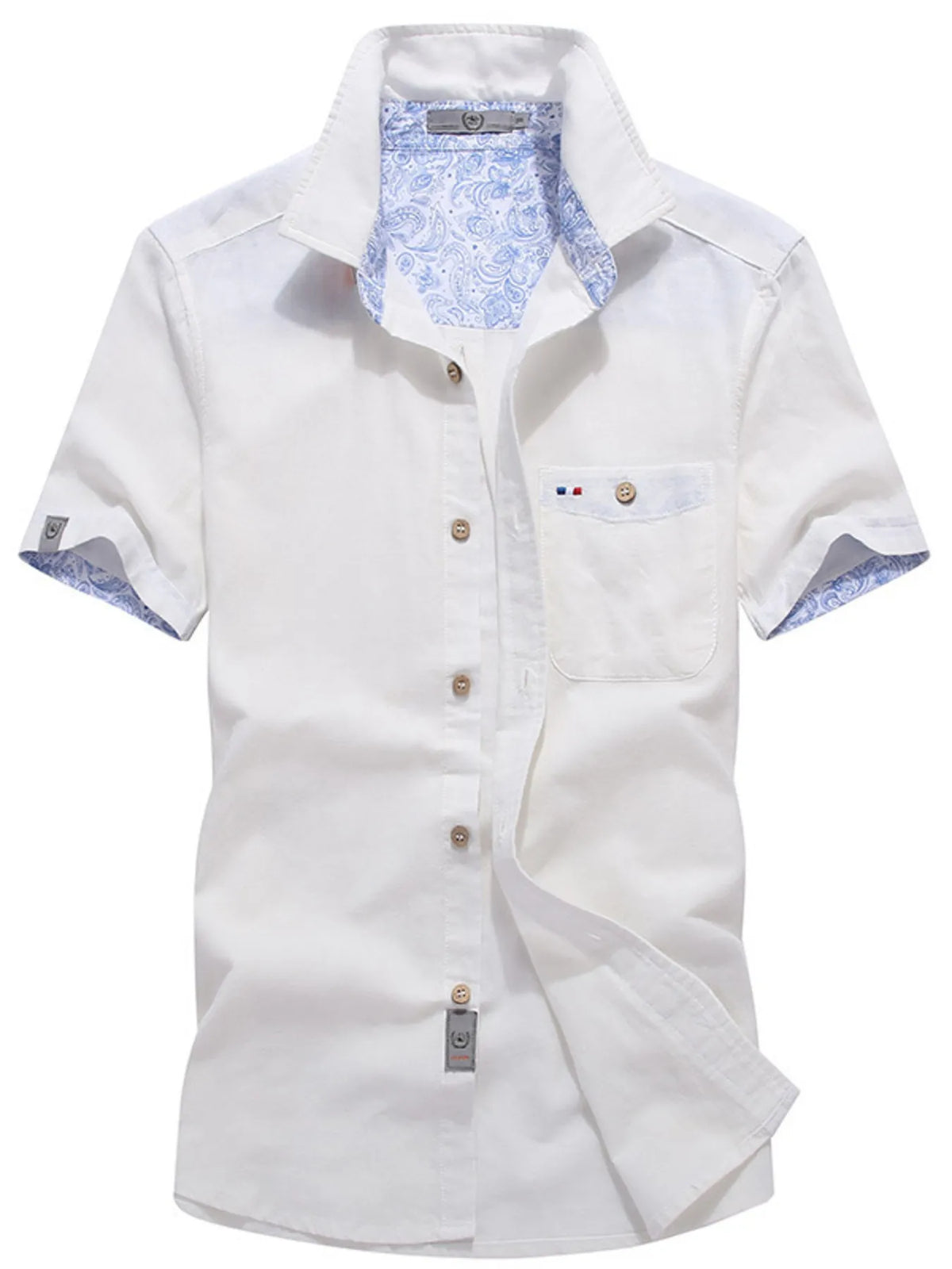Plus size men's casual button-up shirt by Plush Fashion Hub, short-sleeve design with a relaxed fit, perfect for everyday wear.