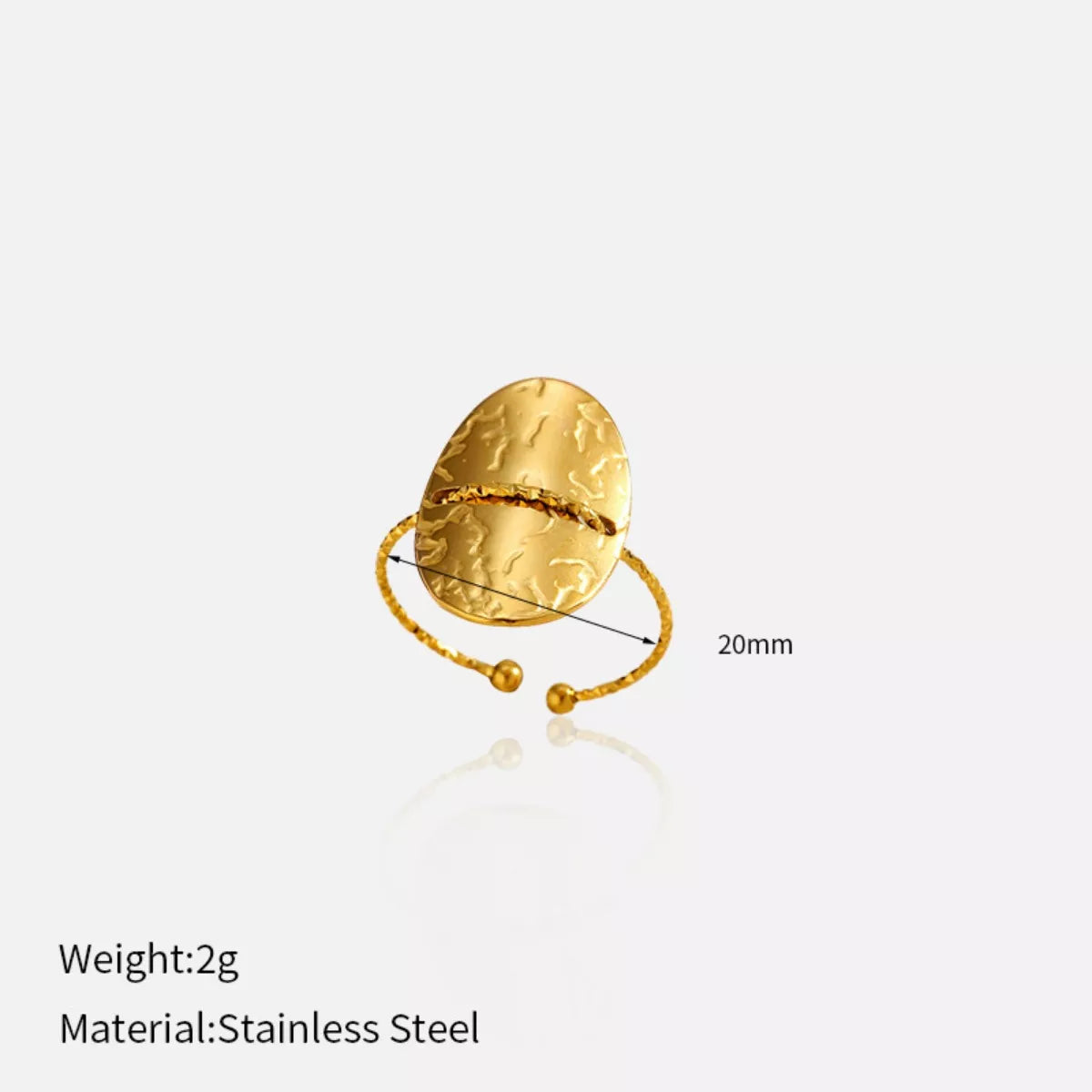 Hammered disc open ring from Plush Fashion Hub featuring a sleek, hammered metal design for a stylish and modern look.
