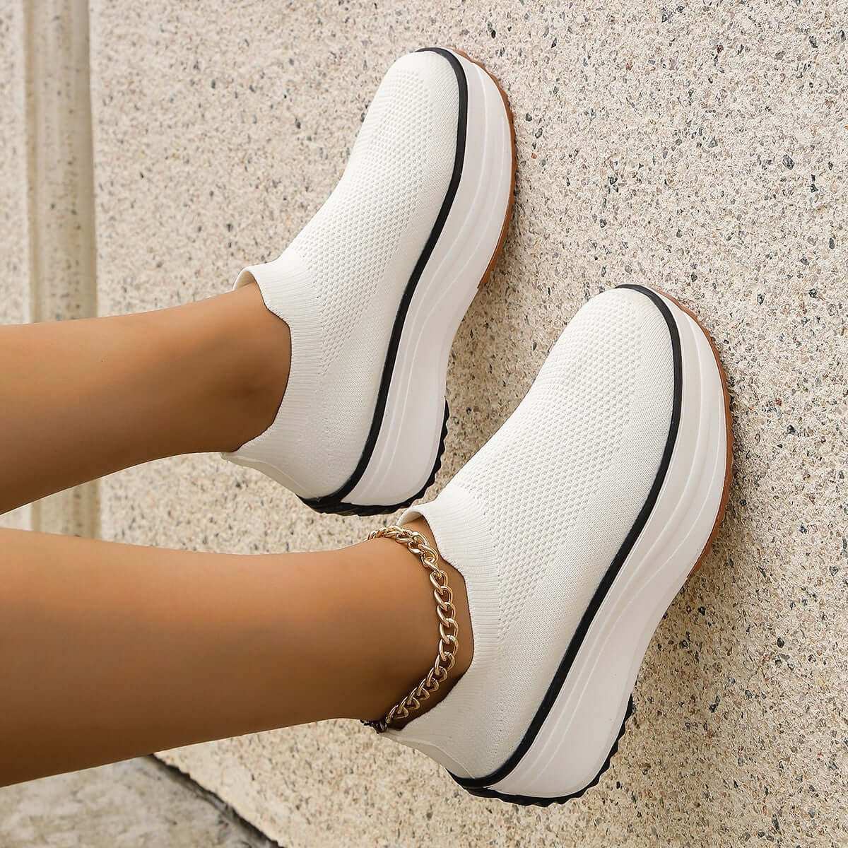 Fashion Thick-soled Ankle Boots Women Casual Round Toe Socks Shoes BreElevate your style with our Fashion Thick-soled Ankle Boots! Featuring a platform heel, these boots add height and confidence to your outfit. The rubber sole provideSneakrsPlush Fashions ShopPlush Fashion Shop