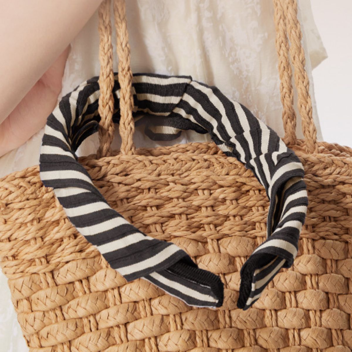 Women’s striped wide brim sun visor hat by Plush Fashion Hub, breathable summer beach accessory with a stylish wide brim.