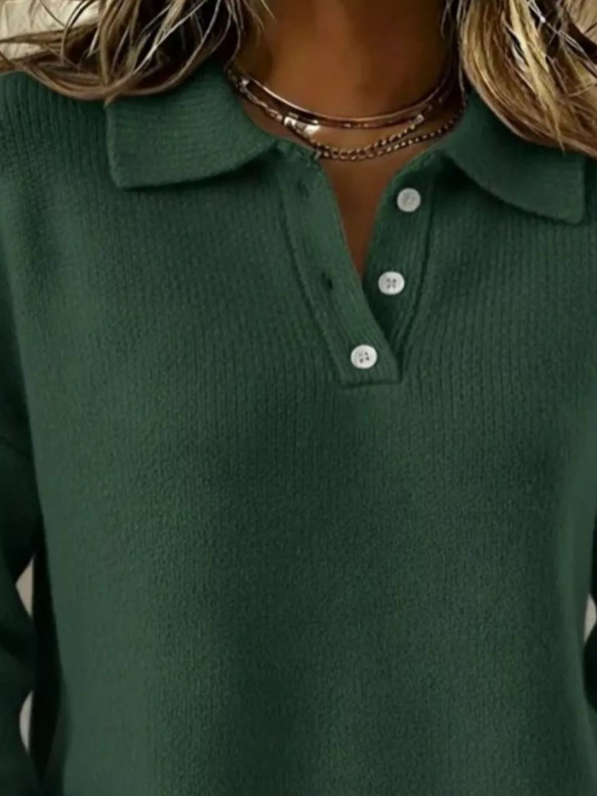 Plus size dropped shoulder sweater with button details, featuring a cozy knit and relaxed fit from Trendsi.