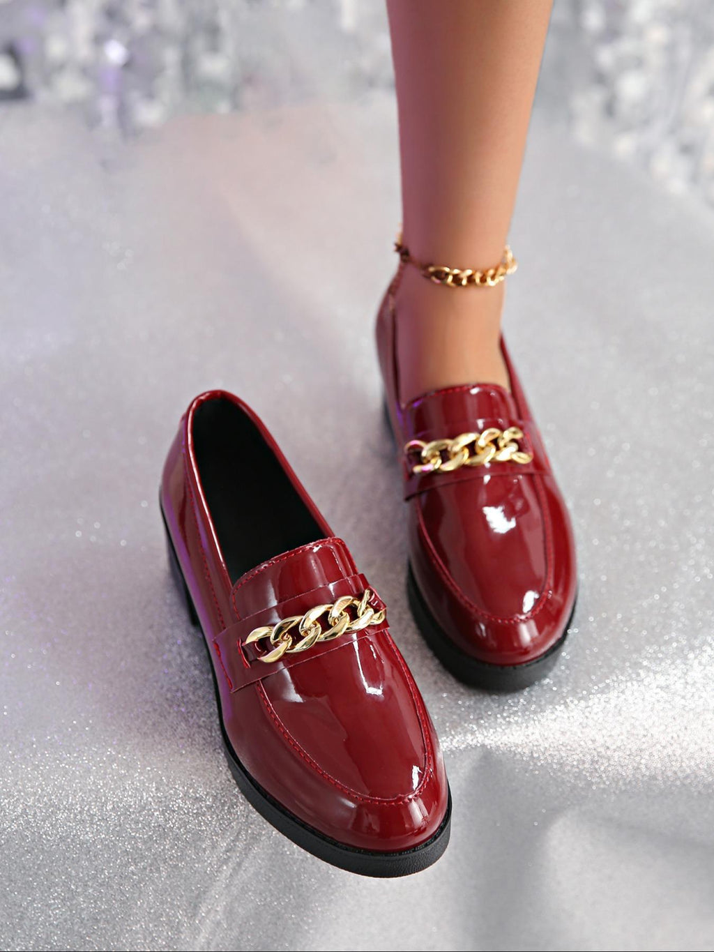 Women's Plush Fashion Hub bowtie round toe low heel pumps in wide size, casual PU footwear with stylish design and comfortable fit.