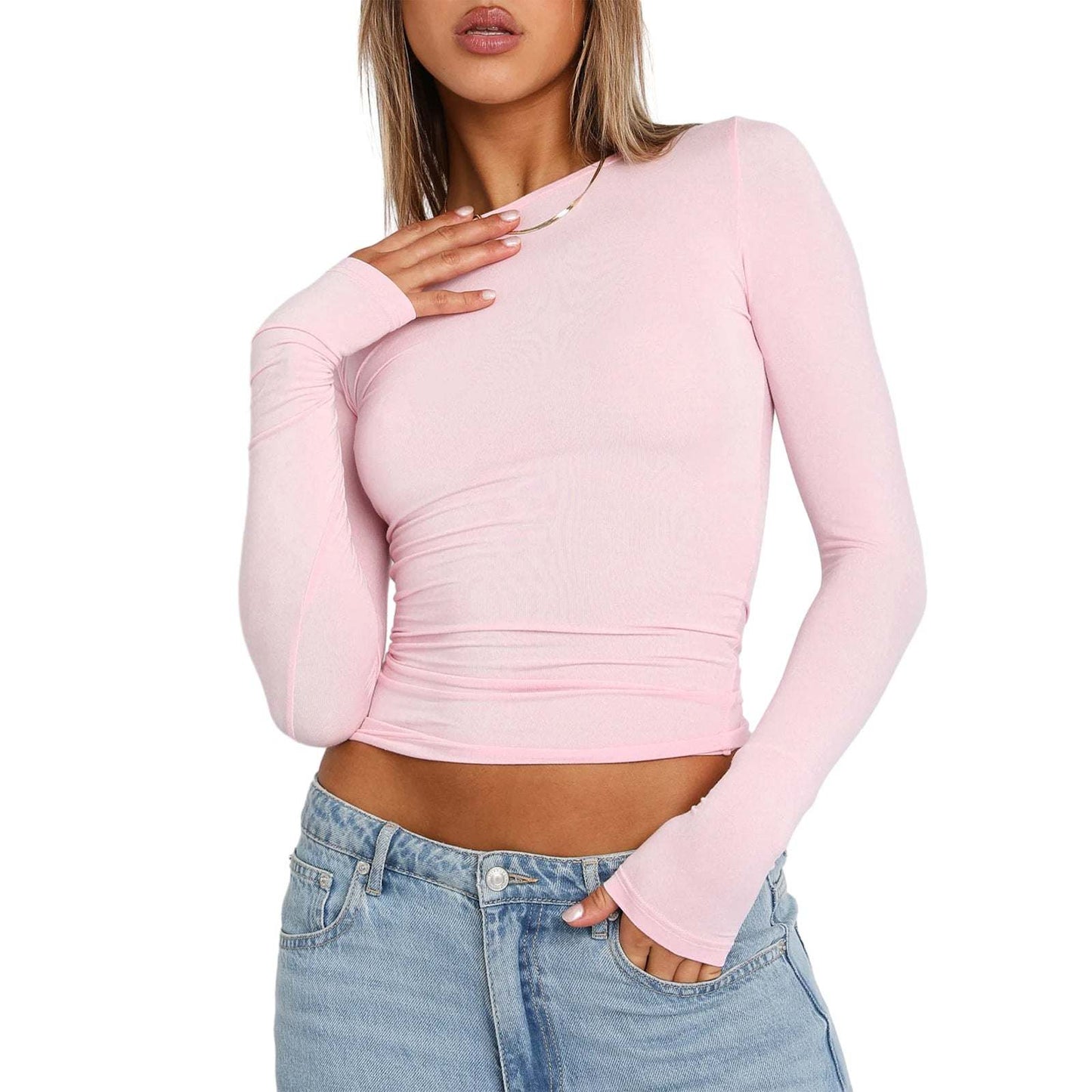 Women's Casual Long Sleeve T-shirtUpgrade your wardrobe with our Women's long-sleeve t-shirt! Made with comfortable cotton, this slim-fit piece boasts a regular sleeve and a versatile length (50cm toShirtPlush Fashions ShopPlush Fashion Shop