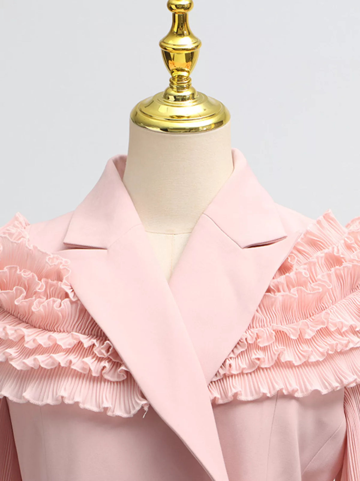 Plush Fashion Hub frill lapel collar top and pleated skirt set, two-piece fashion outfit with stylish design and matching details.