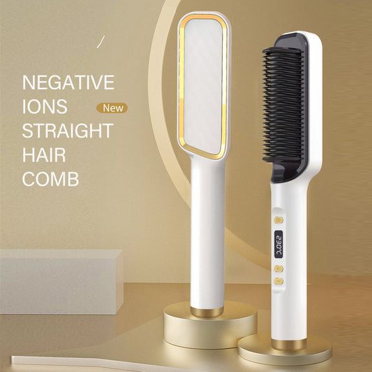 Electric hot comb and hair straightener brush with anti-scalding ceramic design, ideal for quick and effective hair styling.