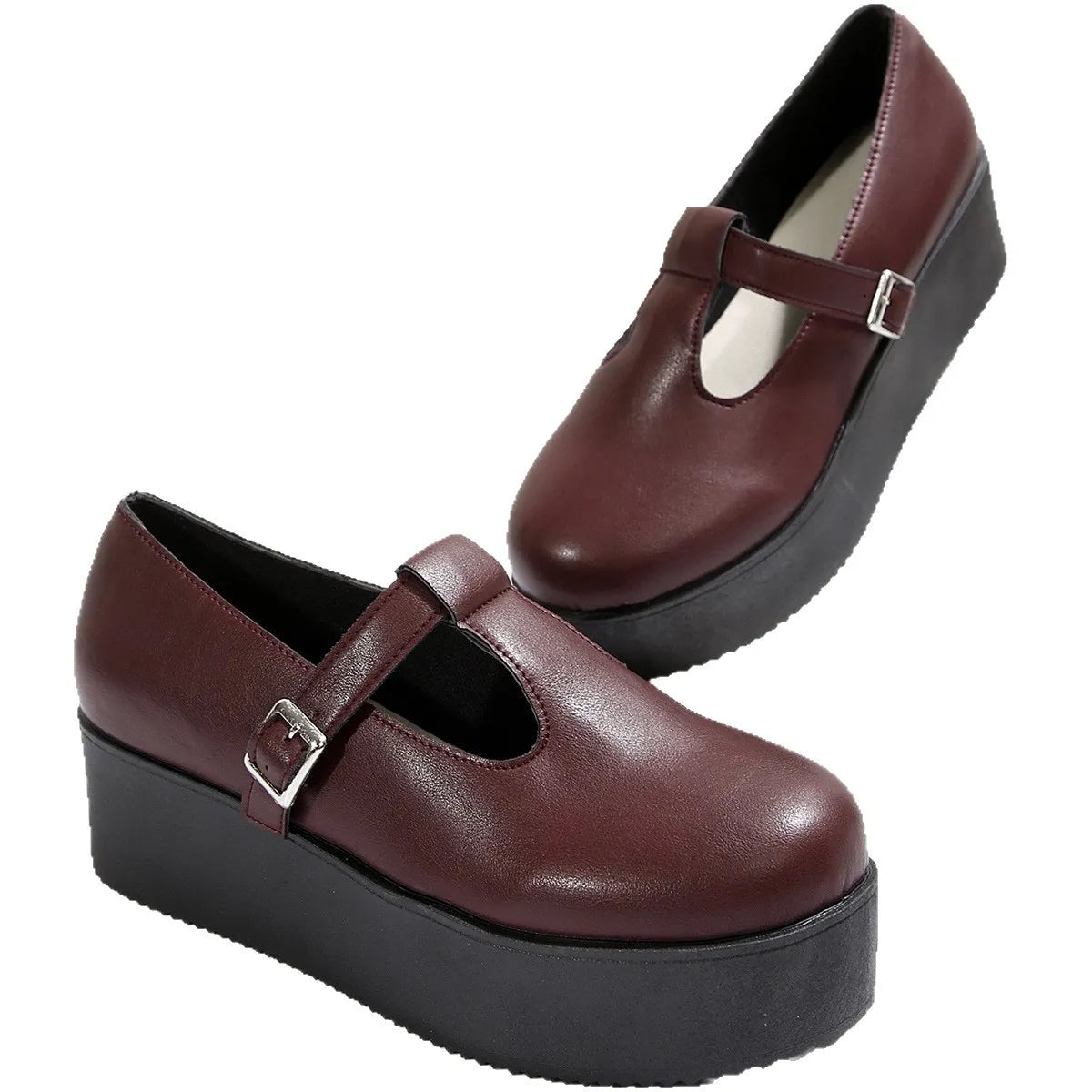 Women's round toe platform loafers by Trendsi, stylish shoes with a chunky sole and classic design, perfect for casual and dressy occasions.