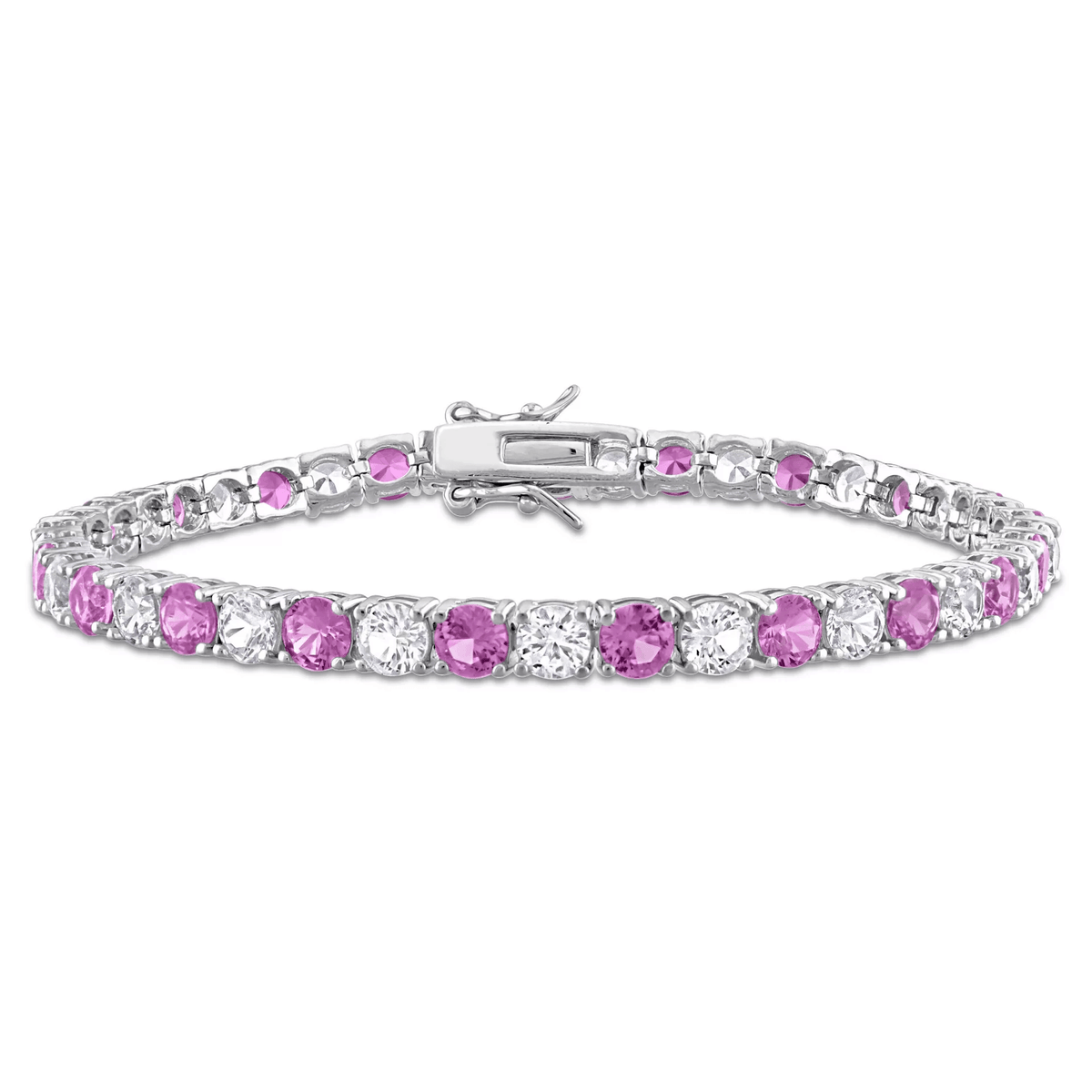 6.00 CTW Lab Created Pink & White Sapphire Tennis Bracelet in .925 Sterling Silver – 7.25"-0
