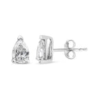 14K white gold pear shape lab-grown diamond stud earrings with F-G color, VS2-SI1 clarity, featuring 1/2 carat total weight.