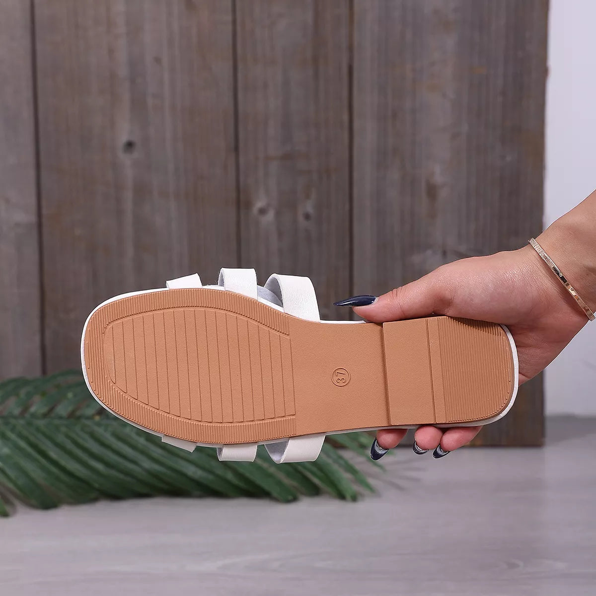 Woven strap open toe sandals from Plush Fashion Hub featuring stylish design and comfortable fit for casual wear.