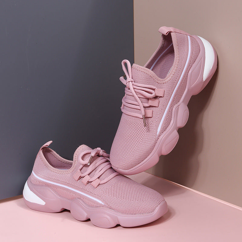 LadyShow.Store breathable flying woven mesh sneakers with lightweight design, ideal for running and casual wear.