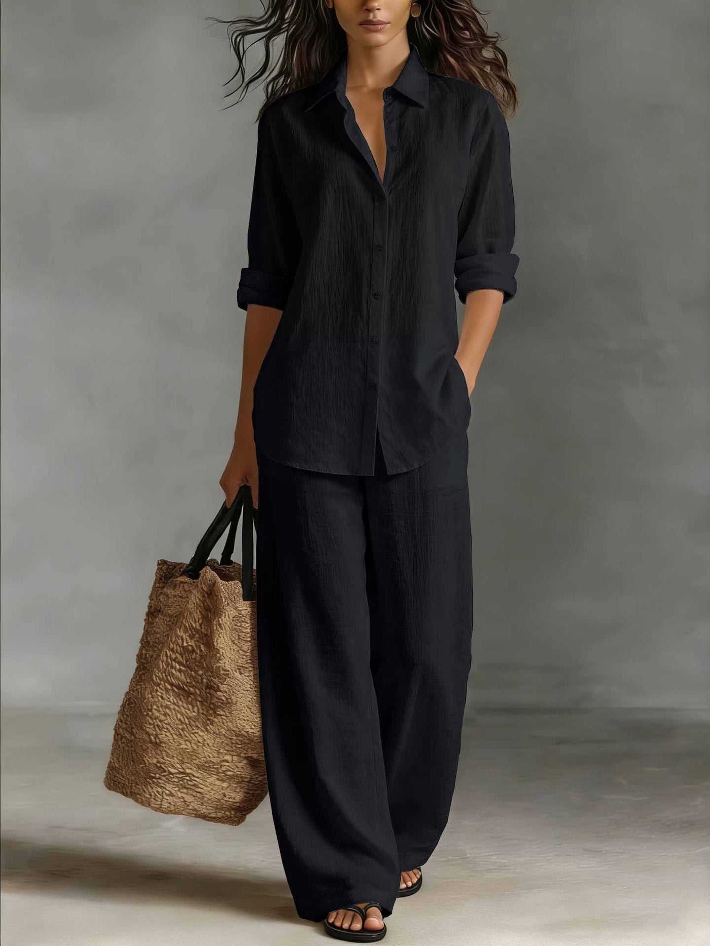 Women's Bohemian casualwear top and pants set from FitiqueFit, featuring a relaxed resort lounge co-ord style with flowy fabric.