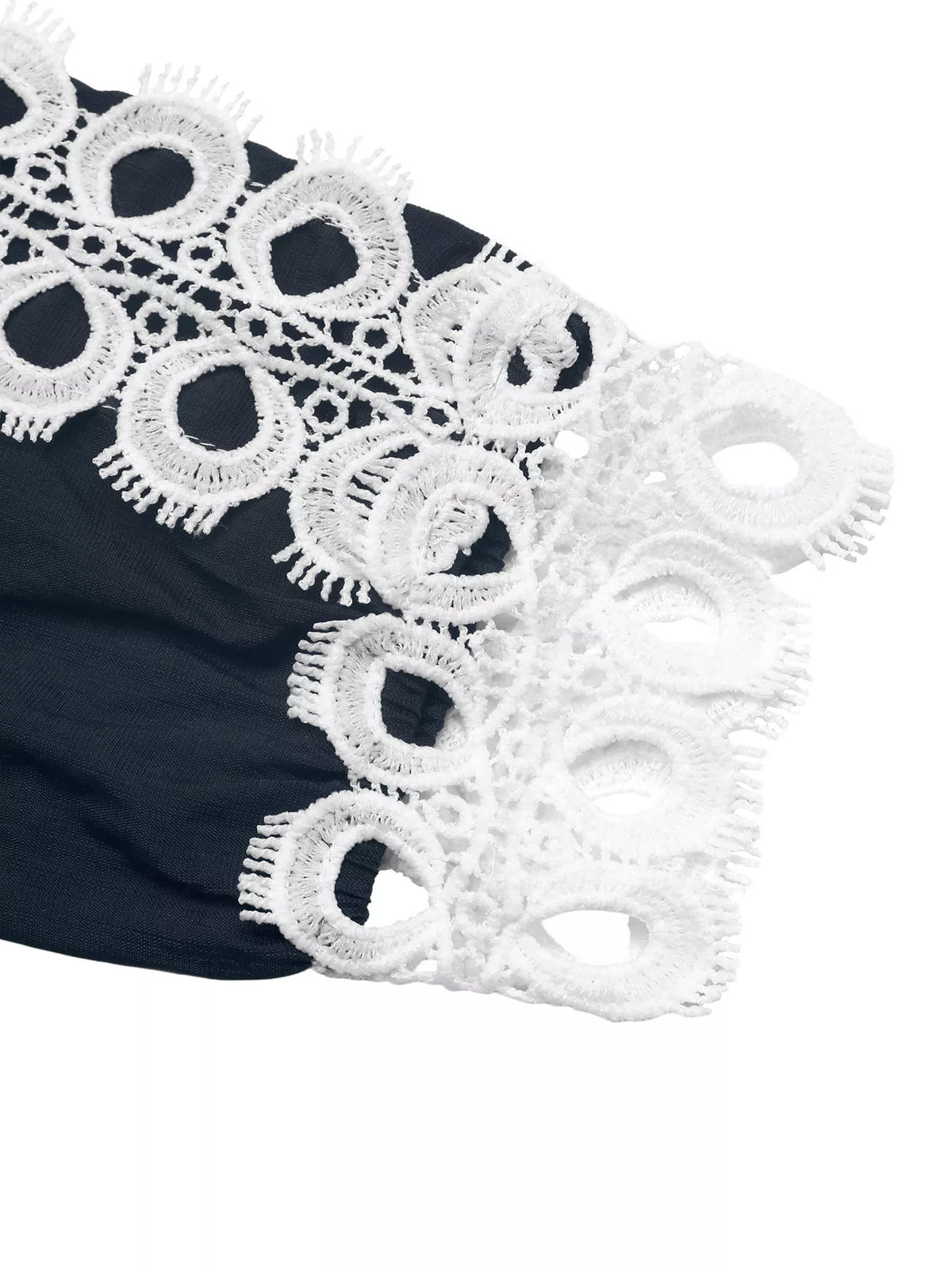 Lace trim long sleeves blouse from Trendsi featuring delicate lace details and a stylish, feminine design.
