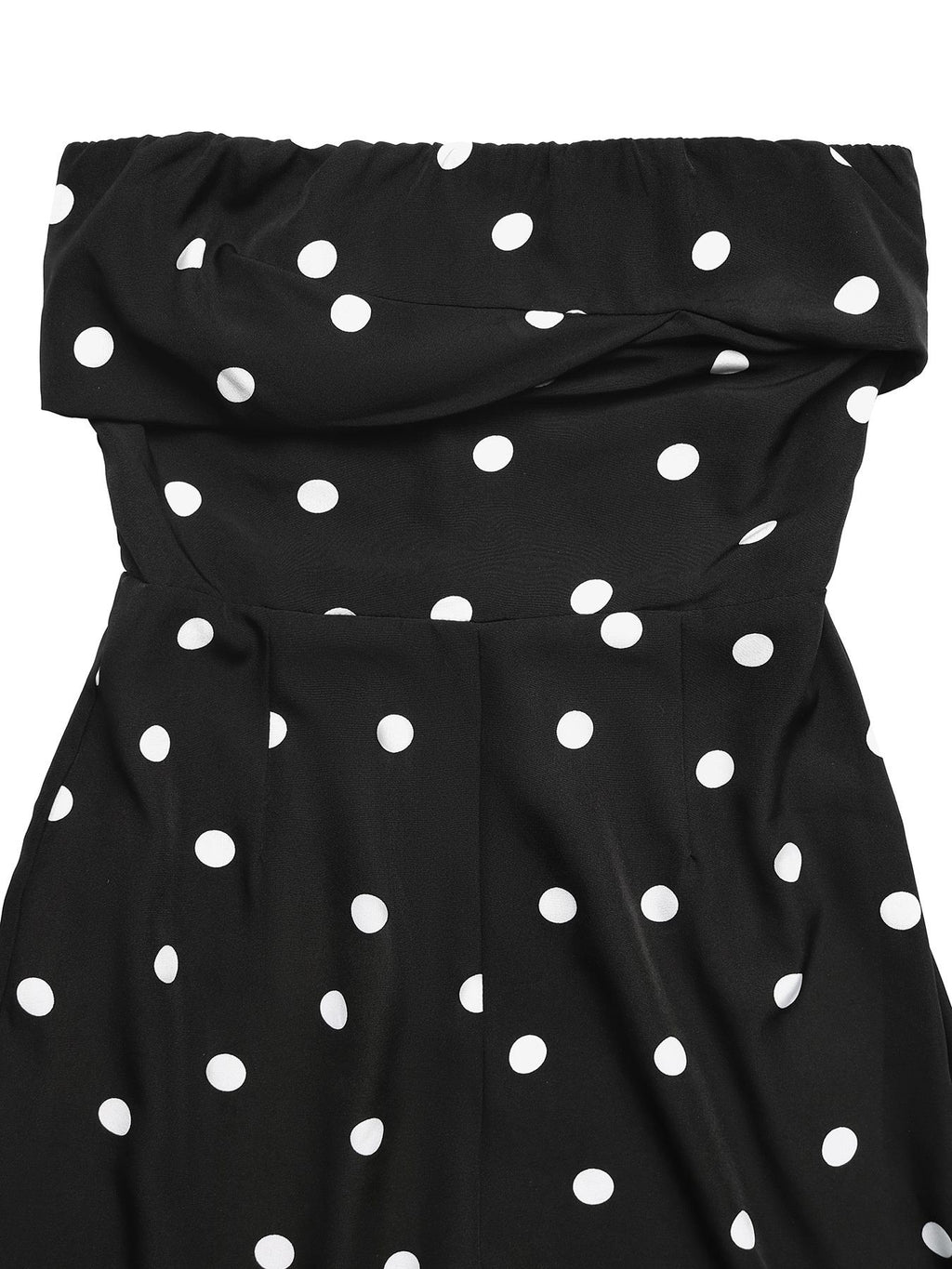 Polka dot strapless wide-leg jumpsuit from Trendsi, featuring a flowy, comfortable fit and stylish design.