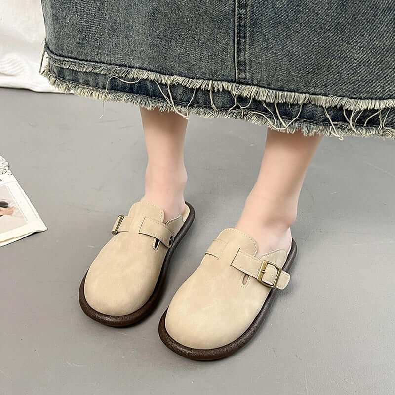 Suede Round Toe Slip-Ons for Women, high-quality suede flats for everyday wear.