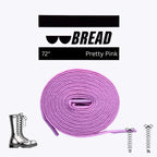 Pink elastic shoelace by Bread, showcasing its stretchy, colorful design ideal for casual sneakers and athletic shoes.