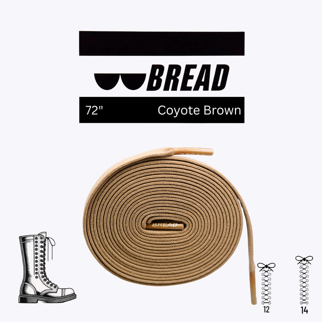 Coyote brown elastic shoelace by Bread, showing a close-up of the stretchy, durable laces suitable for sneakers or casual shoes.