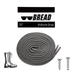 Vulture Gray Bread elastic shoelace with adjustable fit and durable design, shown with laces threaded through shoe eyelets.
