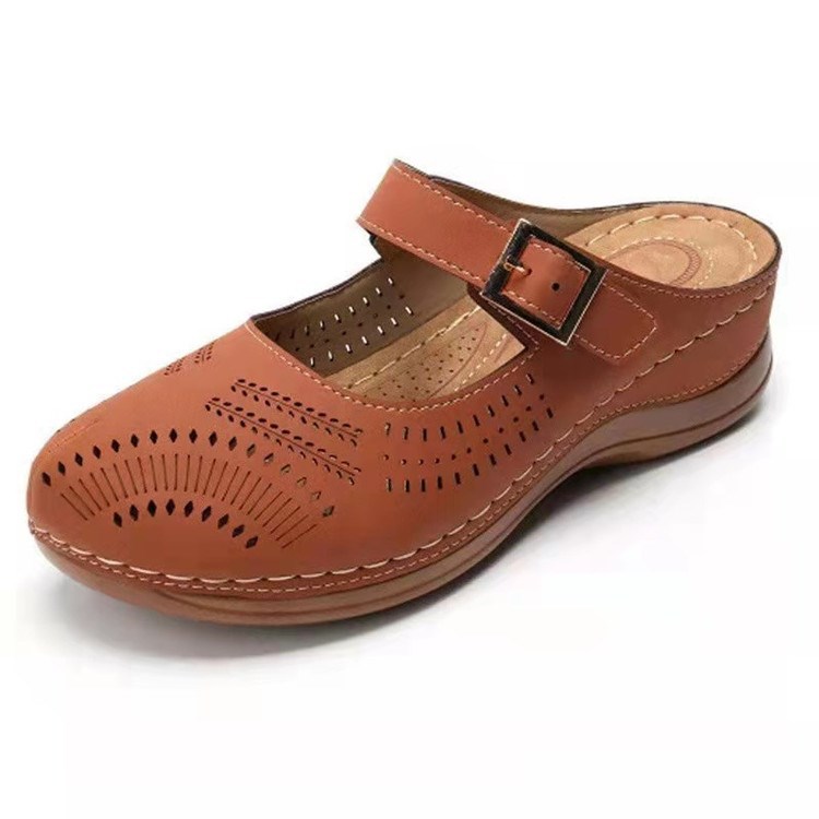 Women's large wedge heel vintage scrub air breathable sandals with open toes and adjustable straps, designed for comfort and style.