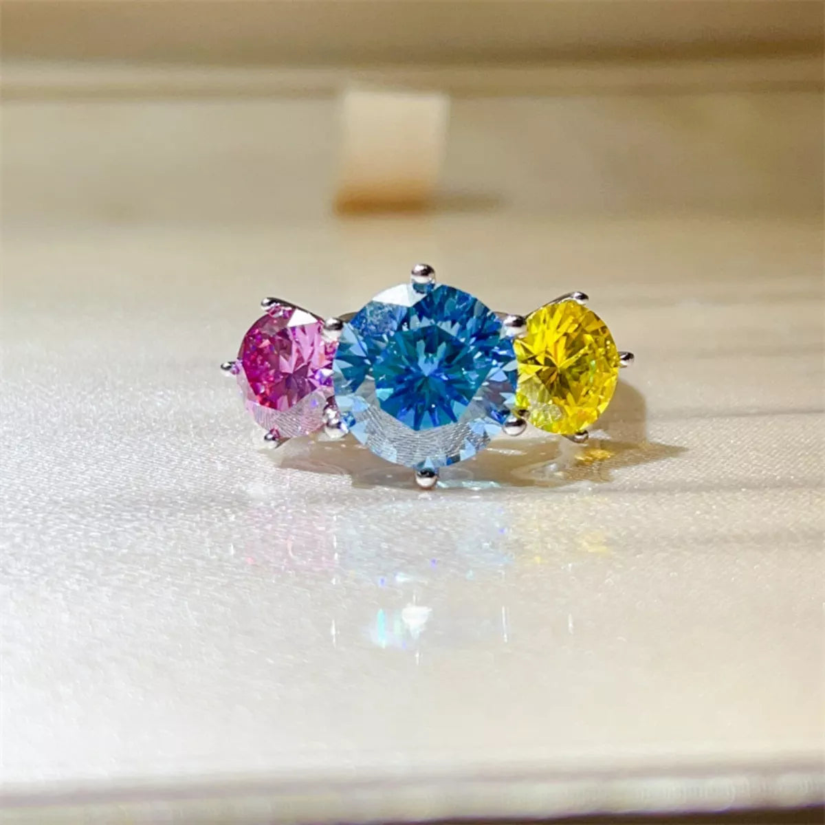 Sterling silver ring with a 5-carat moissanite gemstone, featuring a sleek and elegant design.