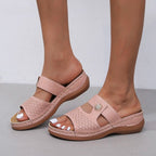 Embroidered fish mouth women's hollow sandals with thick soles, stylish design, and open toe by LadyShow. Store.