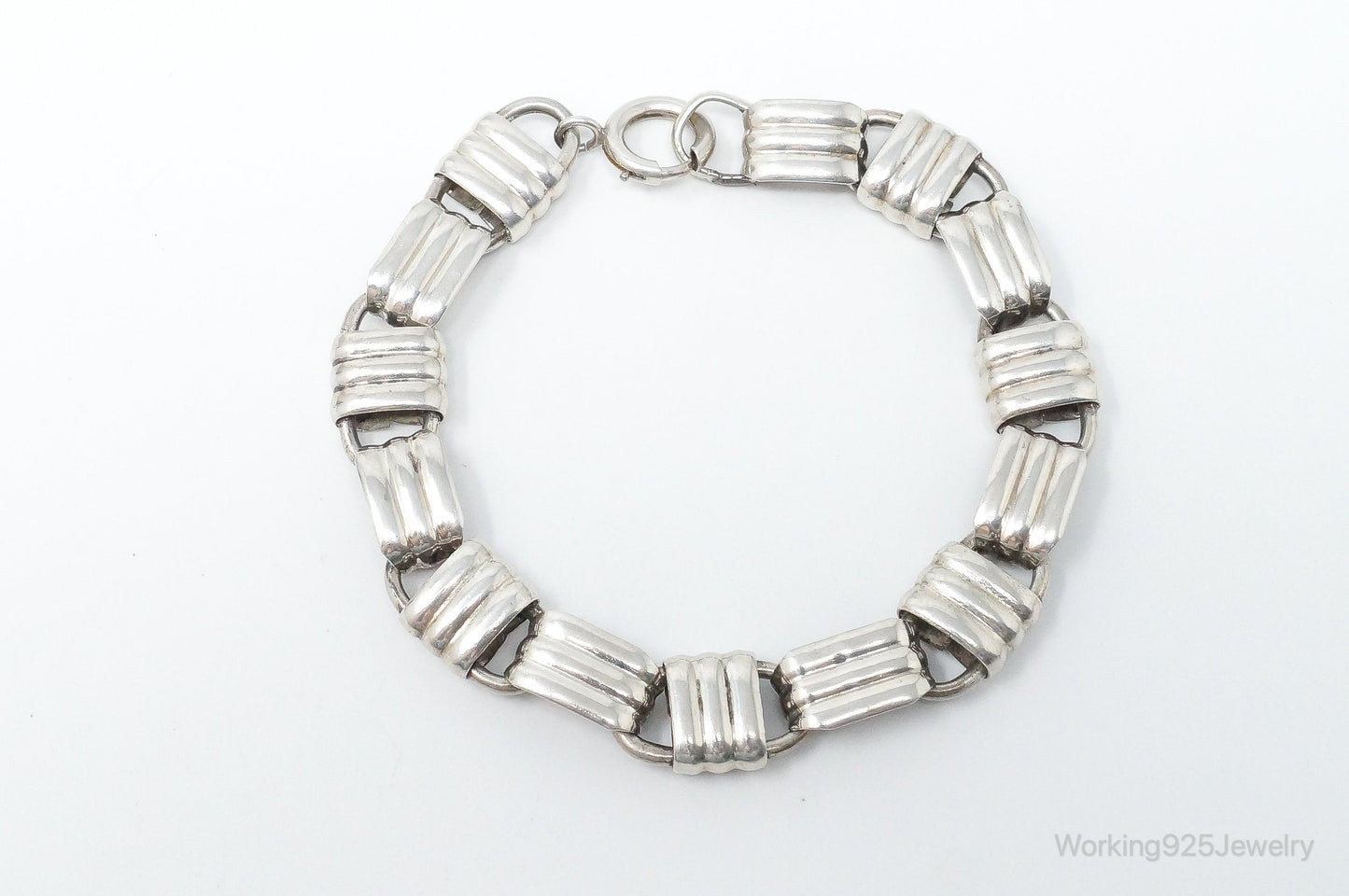 Vintage Designer Napier Modern Large Links Sterling Silver Bracelet Working 925 Jewelry