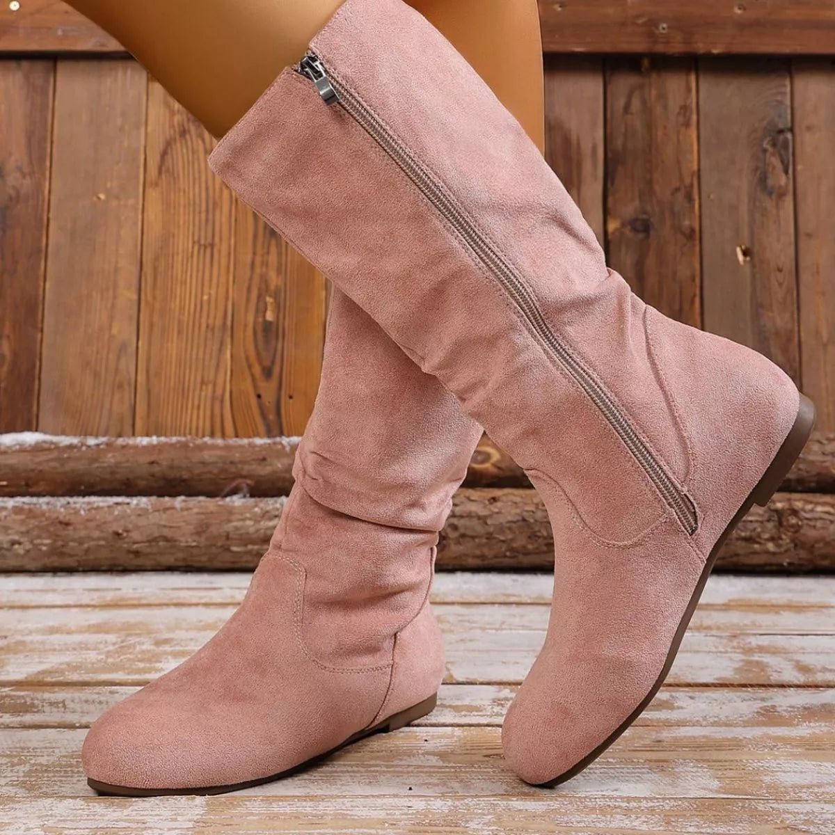 Black round toe side zip boots from Trendsi featuring a sleek design and ankle height, perfect for stylish fall and winter outfits.