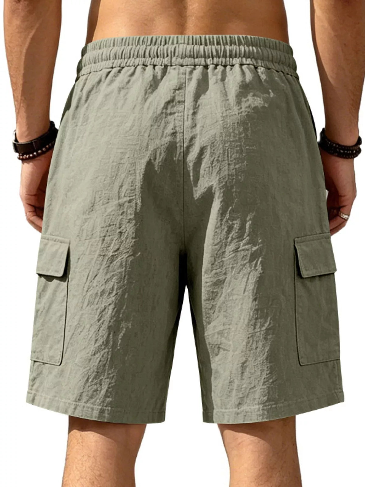 Plus size men's casual cargo shorts with drawstring waist from Plush Fashion Hub, showing front view and relaxed fit.