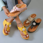Women's flower flip flops by LadyShow.Store featuring large size beach shoes with colorful floral designs and comfortable soles.