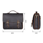 Men's retro casual leather business briefcase by Pi-Mart with sturdy handles and classic design, suitable for professional use.