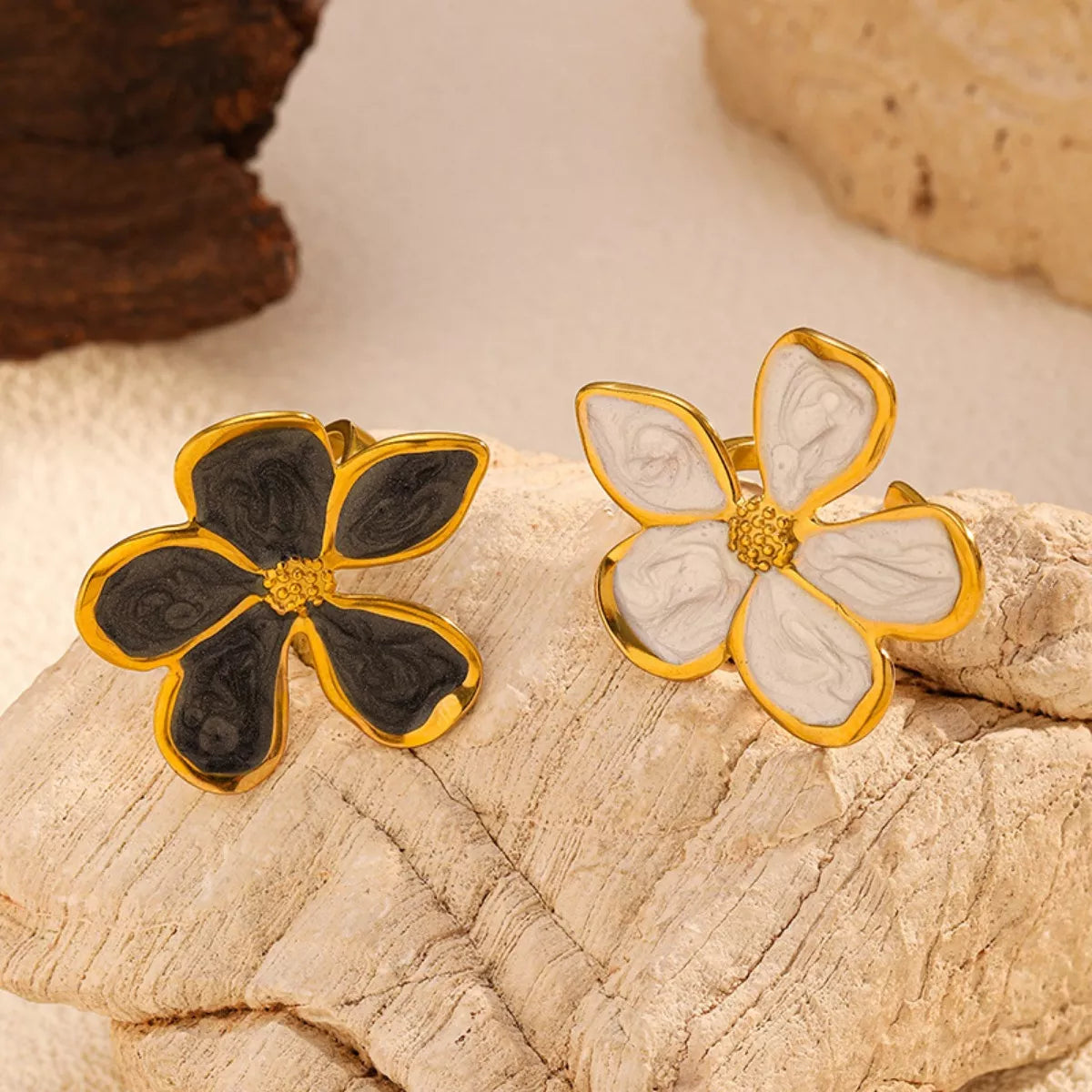 Plush Fashion Hub flower open ring featuring a delicate floral design and silver finish, perfect for elegant jewelry styling.