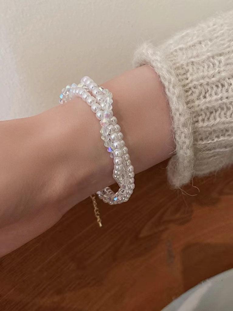 Layered Crystal Beaded Bracelet Plush Fashion Hub