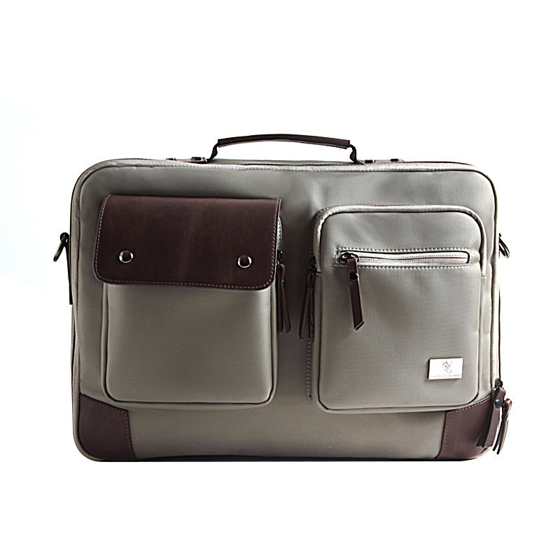 Pi-Mart portable shoulder briefcase with padded compartments for laptops, featuring a sleek, black design for professional use.