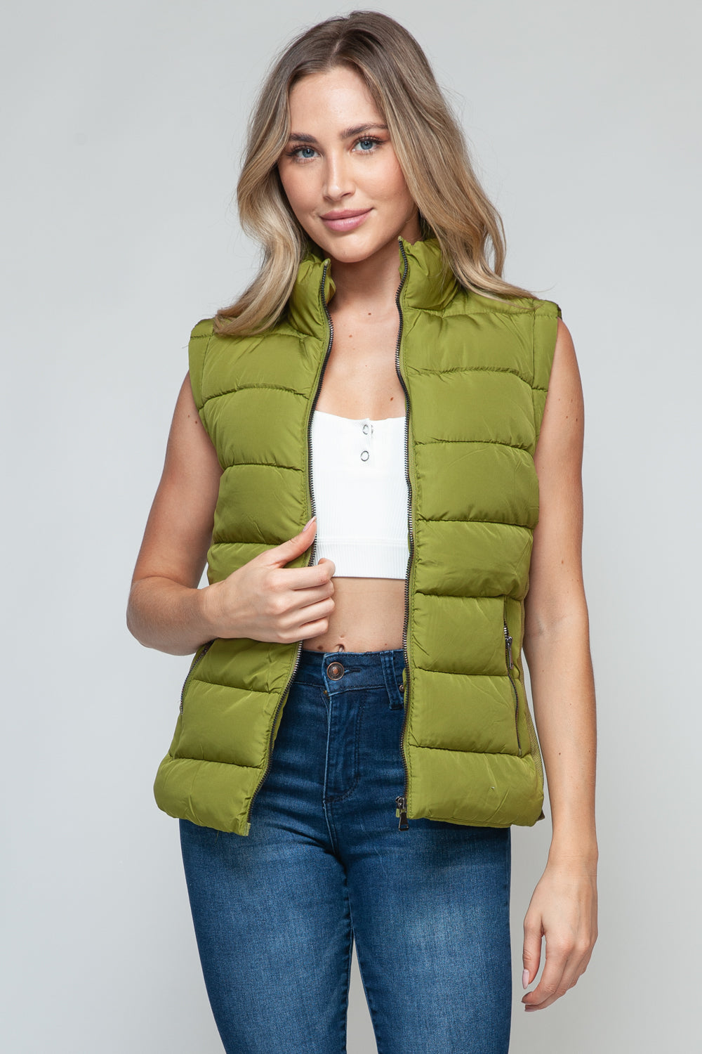 Snobbish Zip Up Turtleneck Vest with Pockets - Plush Fashion Shop #