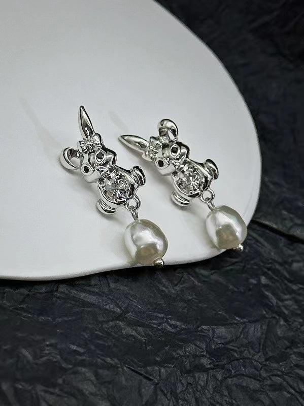Rabbit&Pearl Earrings Plush Fashion Hub