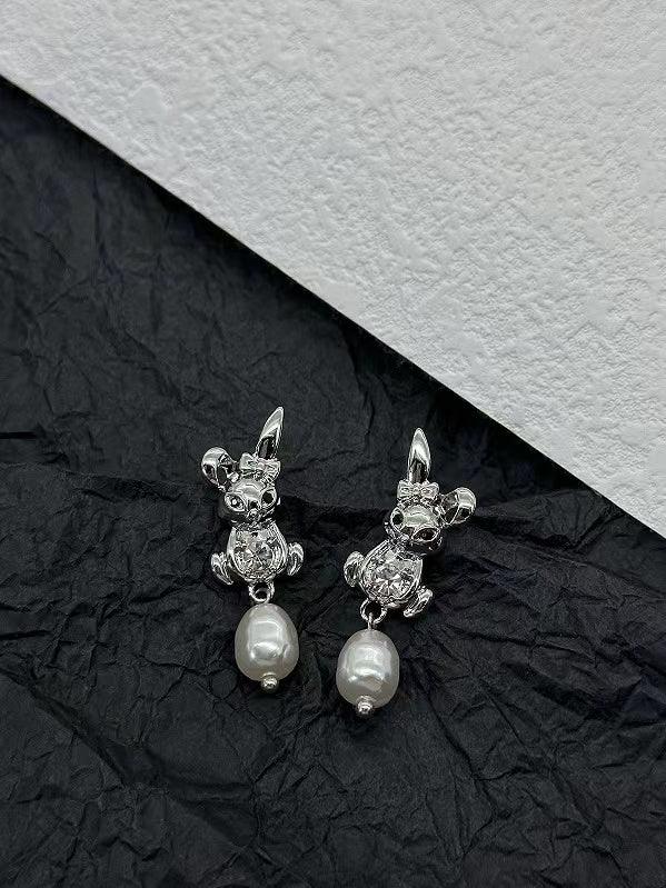 Rabbit&Pearl Earrings Plush Fashion Hub