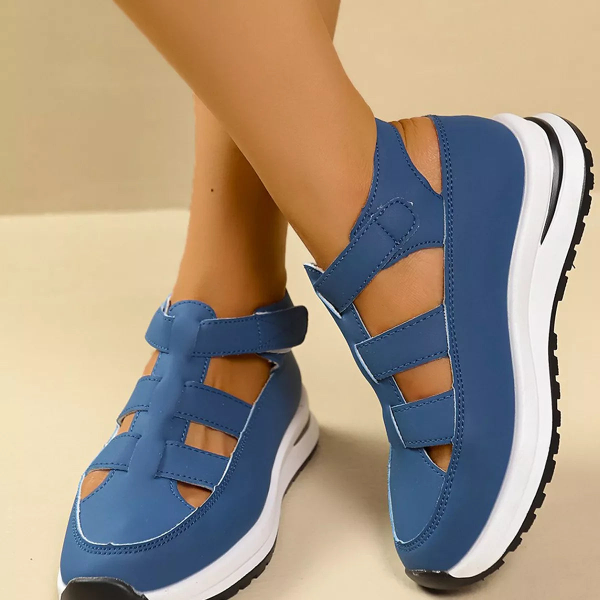 Plush Fashion Hub cutout round toe platform sandals with open heel and stylish design, perfect for summer footwear.
