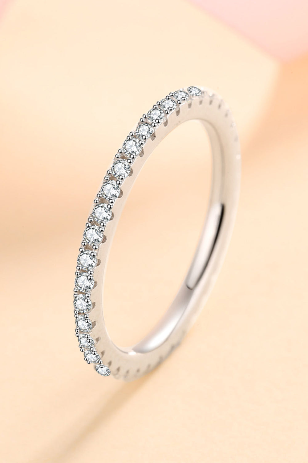 Sterling silver moissanite ring from Curious Time by Plush Fashion Hub with sparkling gemstone and elegant design.