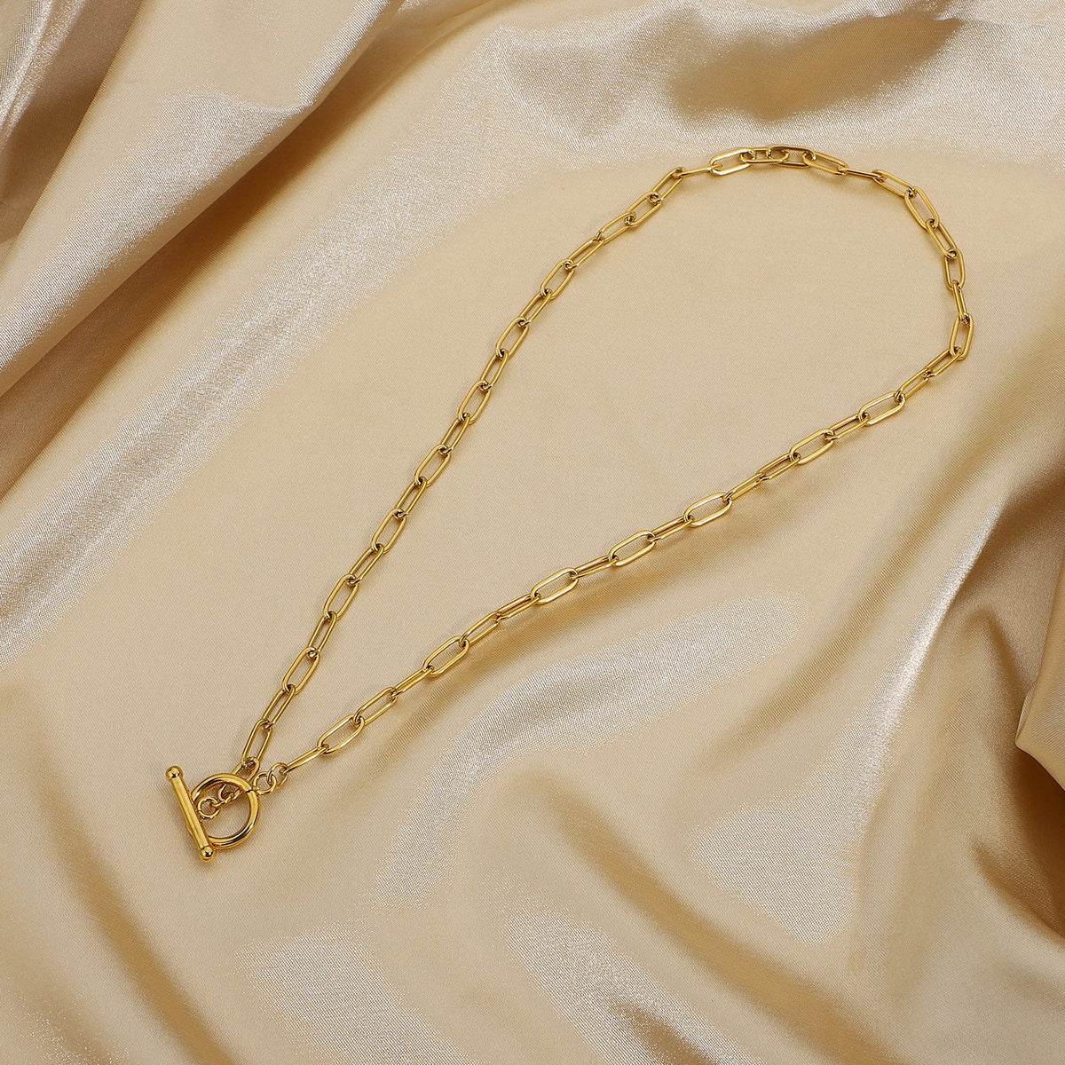 Stainless steel chain necklace from Plush Fashion Hub, featuring a sleek and durable design with a polished finish.