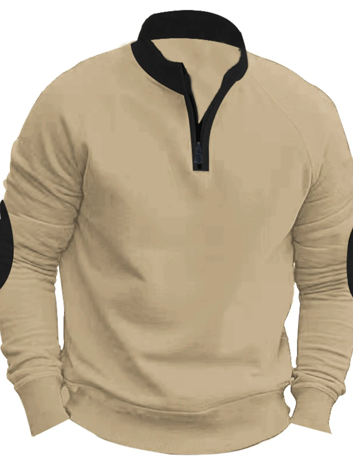 Men's plus size quarter-zip sweatshirt with contrast trim, casual fit, from Trendsi, featuring a comfortable fabric and stylish design