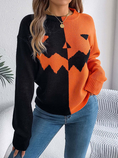 Halloween Contrast-Color Pullover Sweaters For WomenBe the talk of the Halloween party with our stylish and unique Contrast-color Pullover Sweater. Made with comfortable and high-quality acrylic, our sweater features SweaterPlush Fashions ShopPlush Fashion Shop