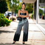 Street Style Gradient Patchwork Frayed Jeans