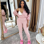 Modern Zip-Front Long Sleeve Two-Piece Set
