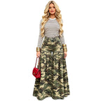 High-Waisted Camouflage Wide-Leg Jeans with Ruffle Pleats Fashionable Casual Pants for Women